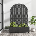 Arched Brick Pattern Metal Privacy Screen with Planter Box – Modern Outdoor Backyard Divider
