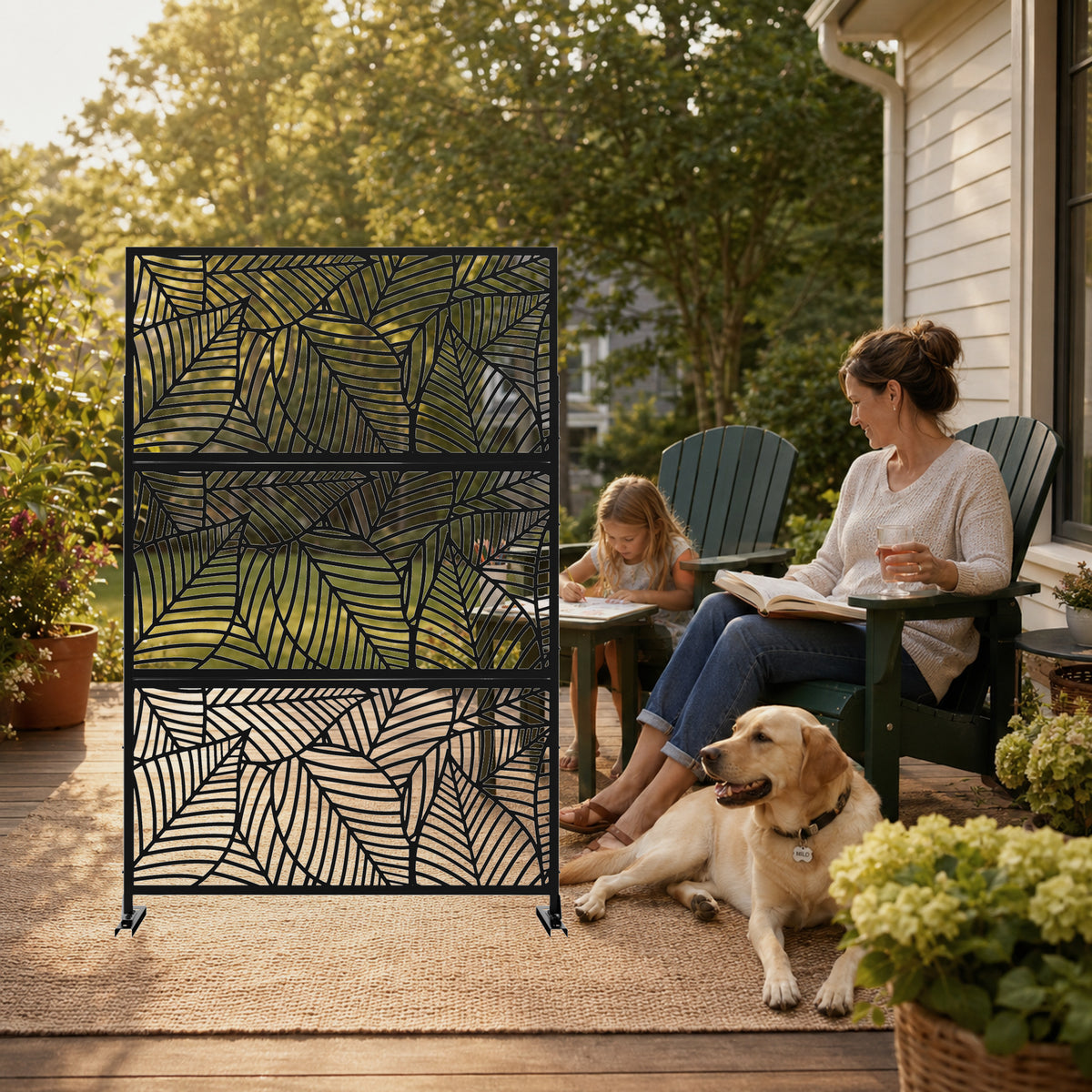 Leaf Pattern Metal Privacy Screen