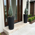 Vertical Ribbed Cylindrical Modern Outdoor Planter — Set of 2