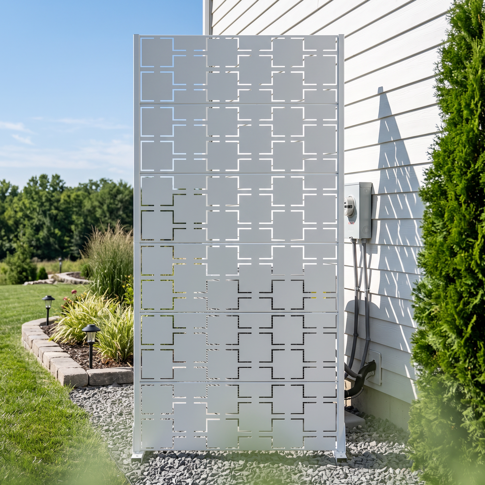 Square Grid Metal Privacy Screen — Set of 2