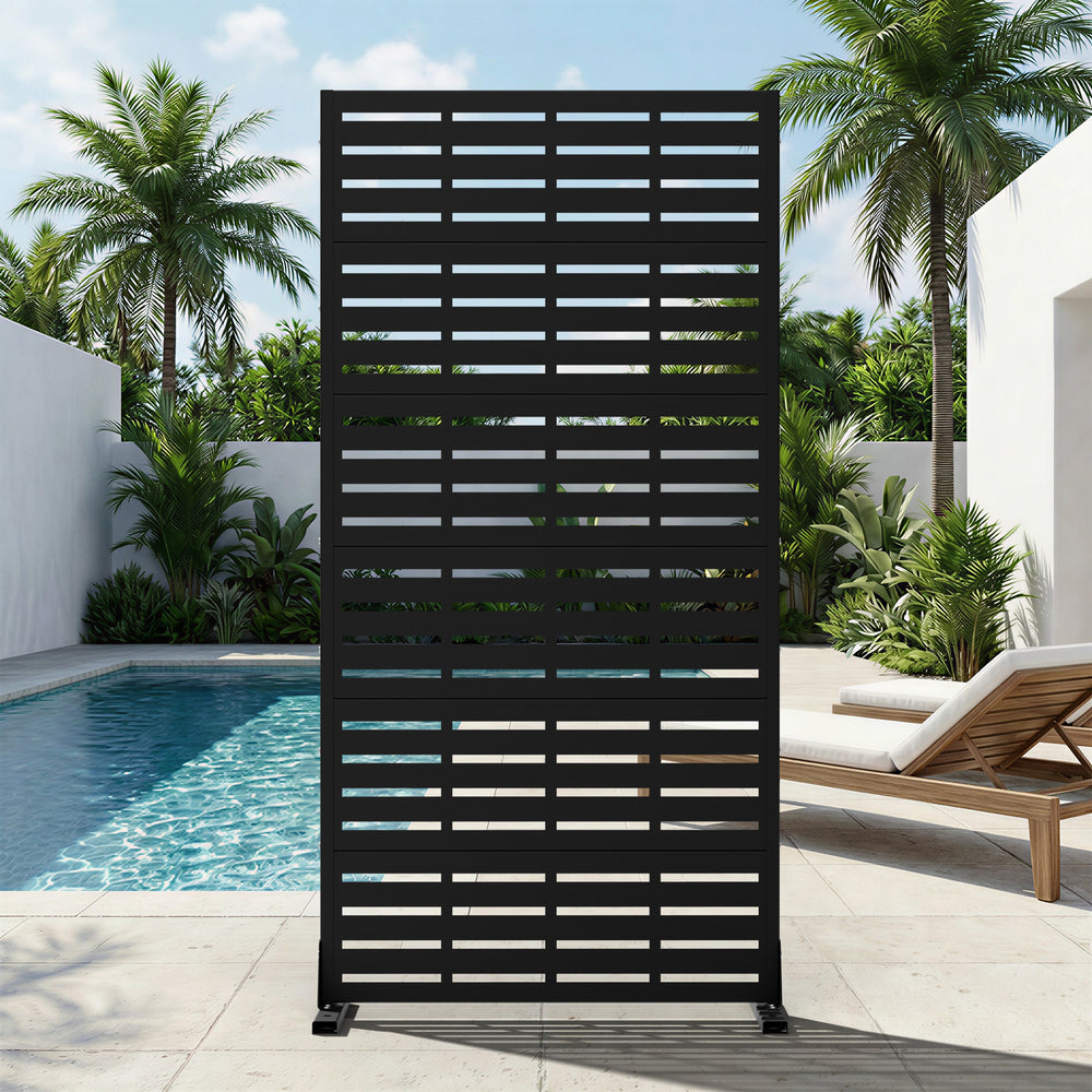 Narrow-Slat Louvered Metal Privacy Screen