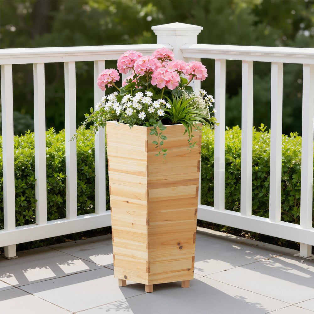 Tapered Wood Modern Outdoor Planter Box