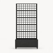Grid Pattern Metal Privacy Screen with Planter Box