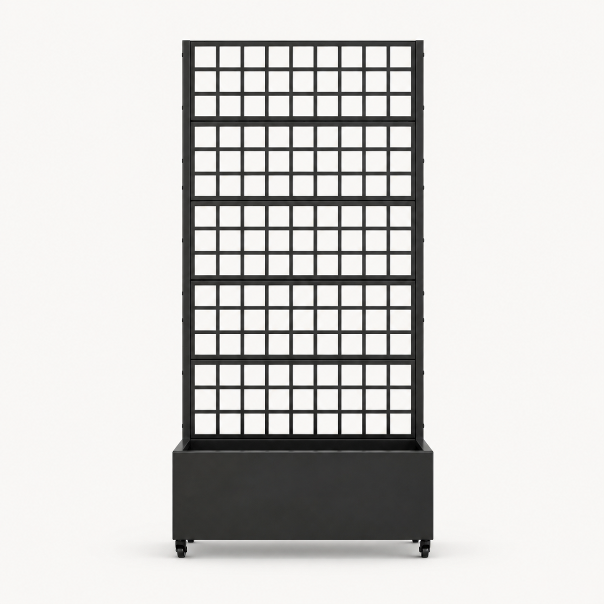 Grid Pattern Metal Privacy Screen with Planter Box