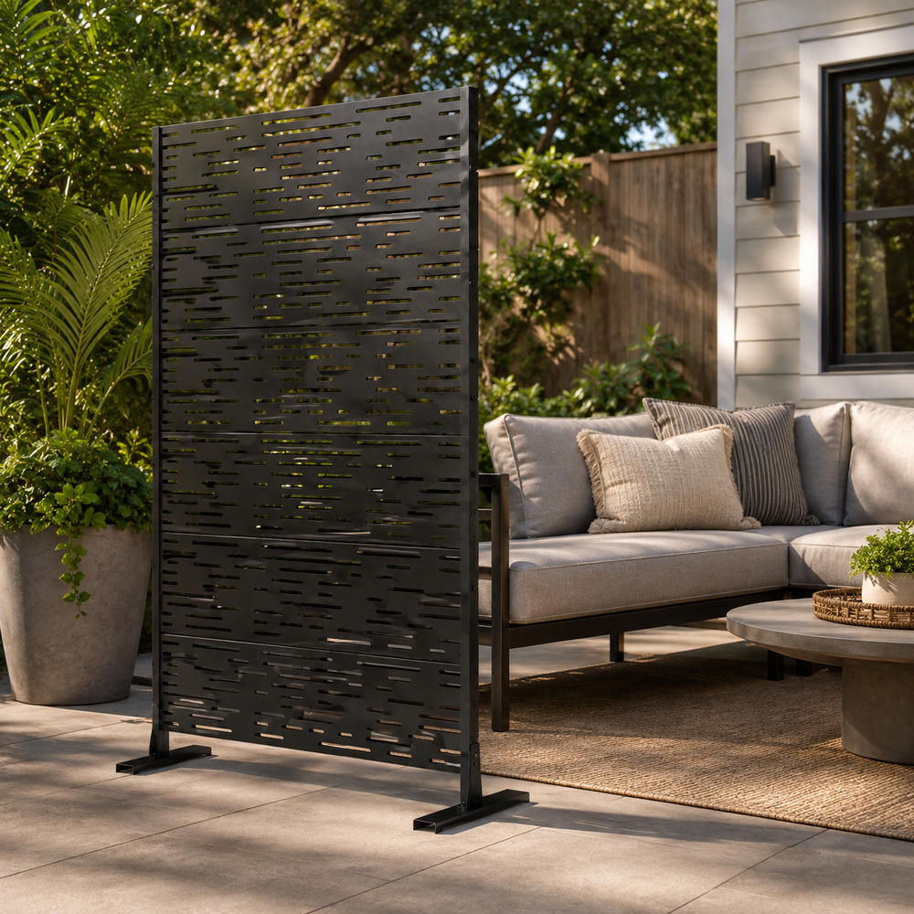 Light & Shadow Pattern B Galvanized Steel Outdoor Privacy Screen