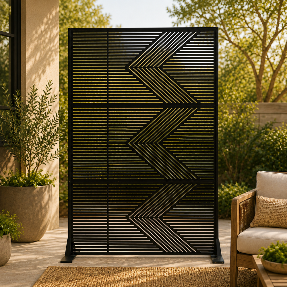 Chevron Pattern Metal Privacy Screen