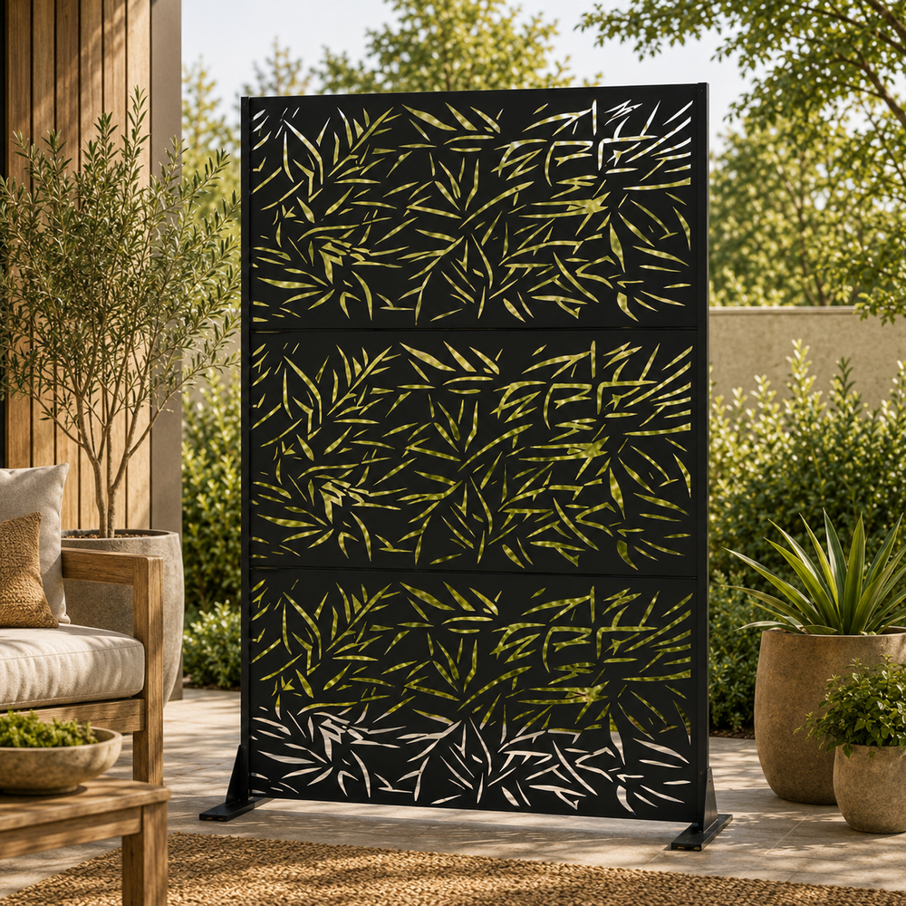 Bamboo Leaf Metal Privacy Screen