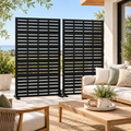 Wide Louvered Metal Privacy Screen — Set of 2