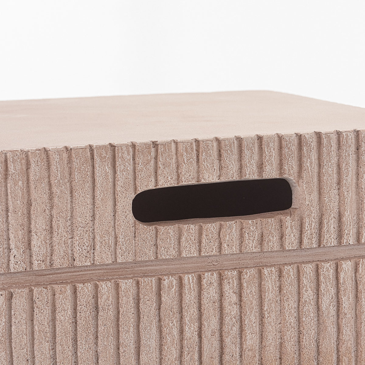 Natural Travertine Propane Tank Cover Side Table handle detail