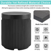 Black propane tank cover side table feature detail