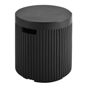Black round propane tank cover side table product view