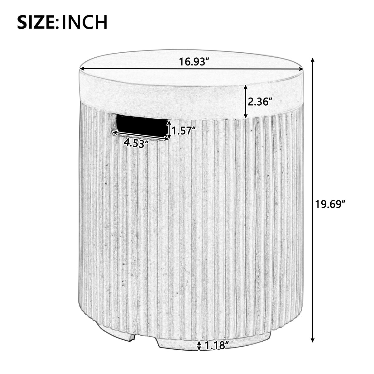 Round propane tank cover side table dimensions