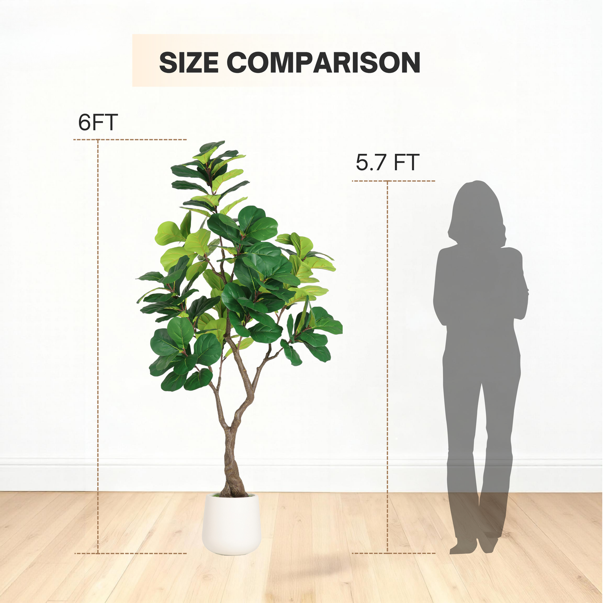 6 ft Artificial Fiddle Leaf Fig Tree height comparison