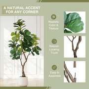 6 ft Artificial Fiddle Leaf Fig Tree realistic leaves and trunk detail