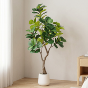 6 ft Artificial Fiddle Leaf Fig Tree with Decorative White Pot lifestyle scene