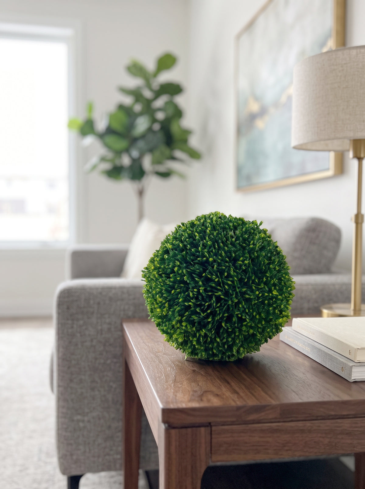 Artificial boxwood greenery accent for planters and patio decor