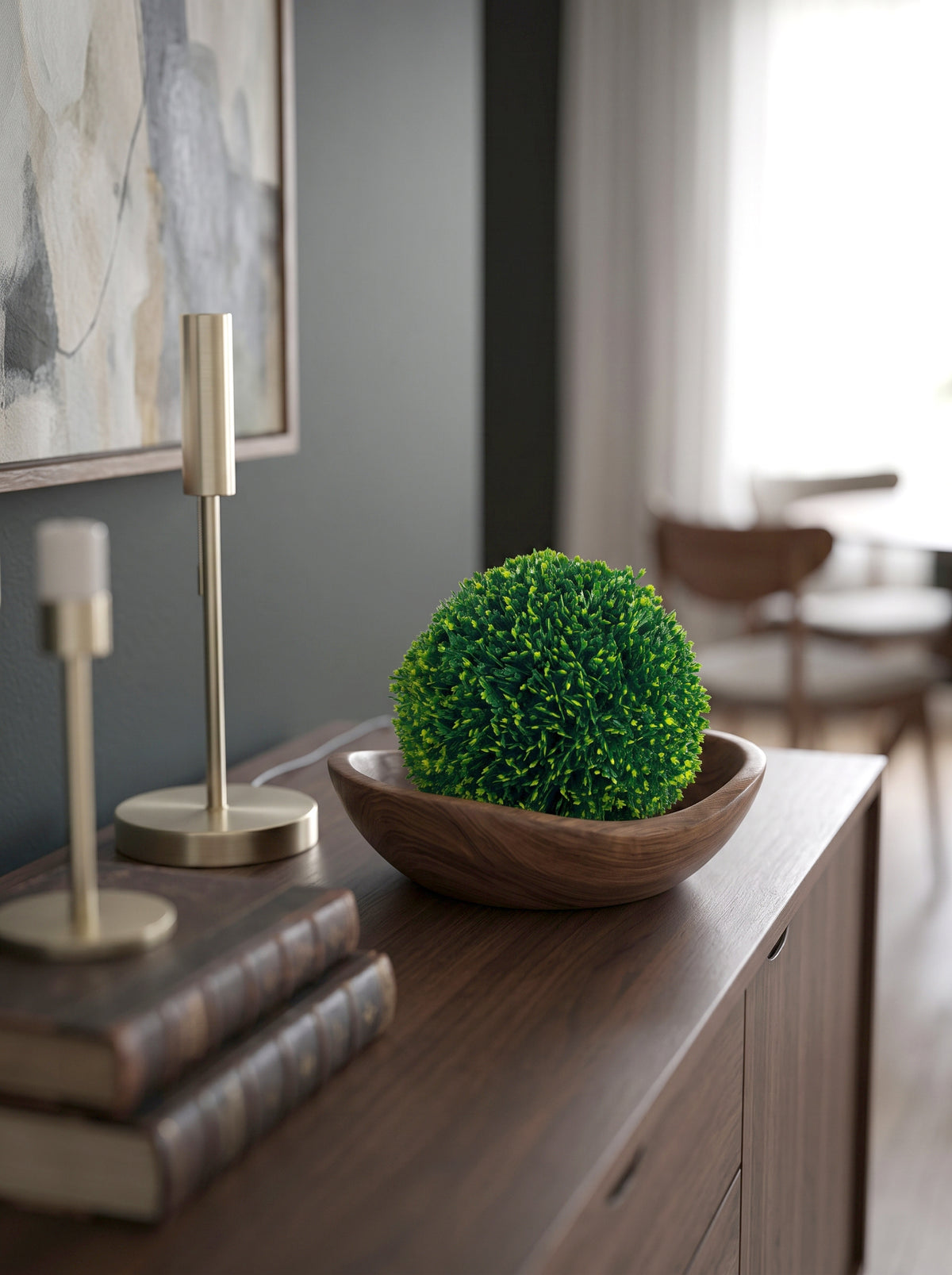 Artificial boxwood ball set outdoor styling scene