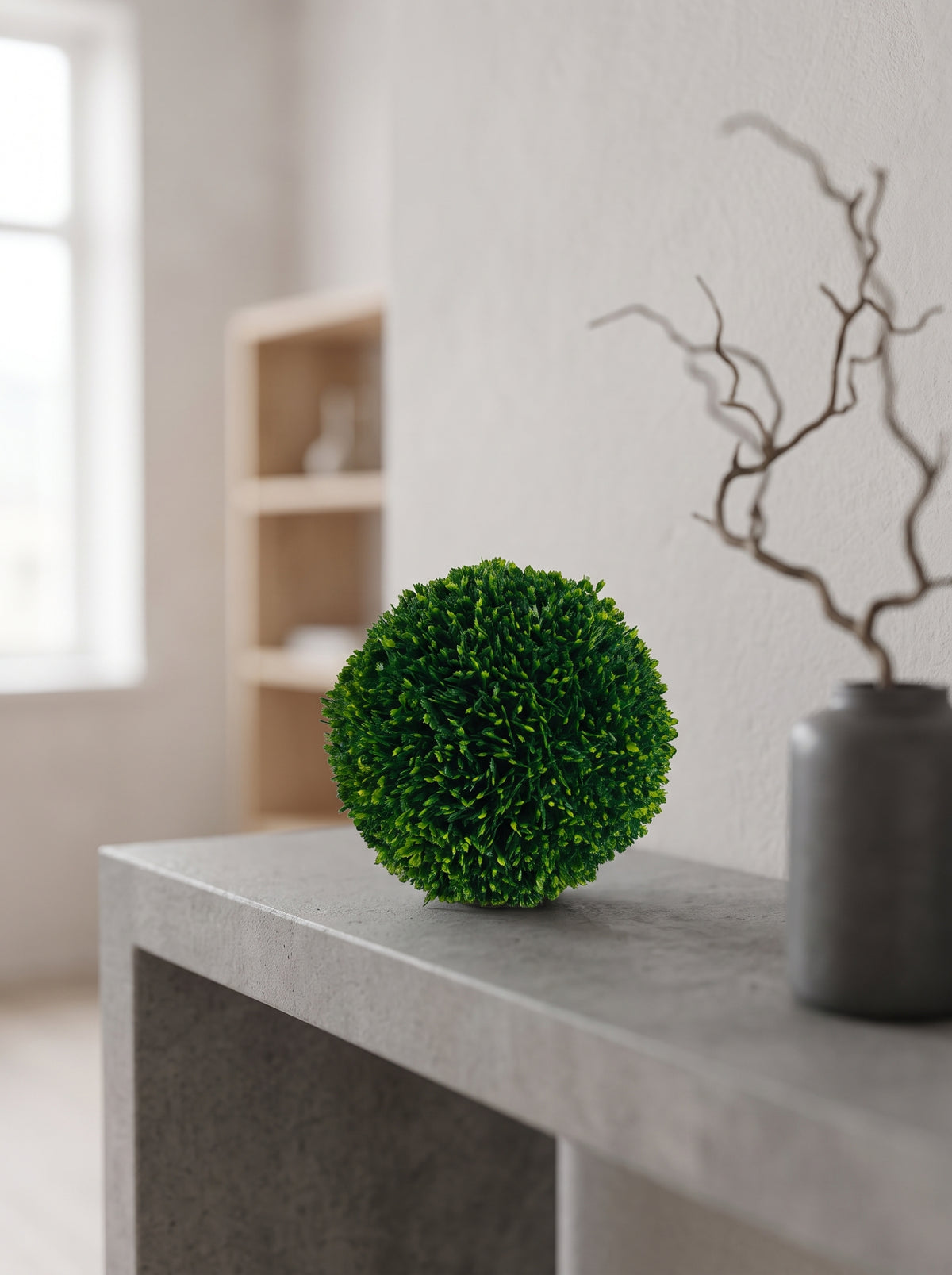 Artificial boxwood balls greenery detail
