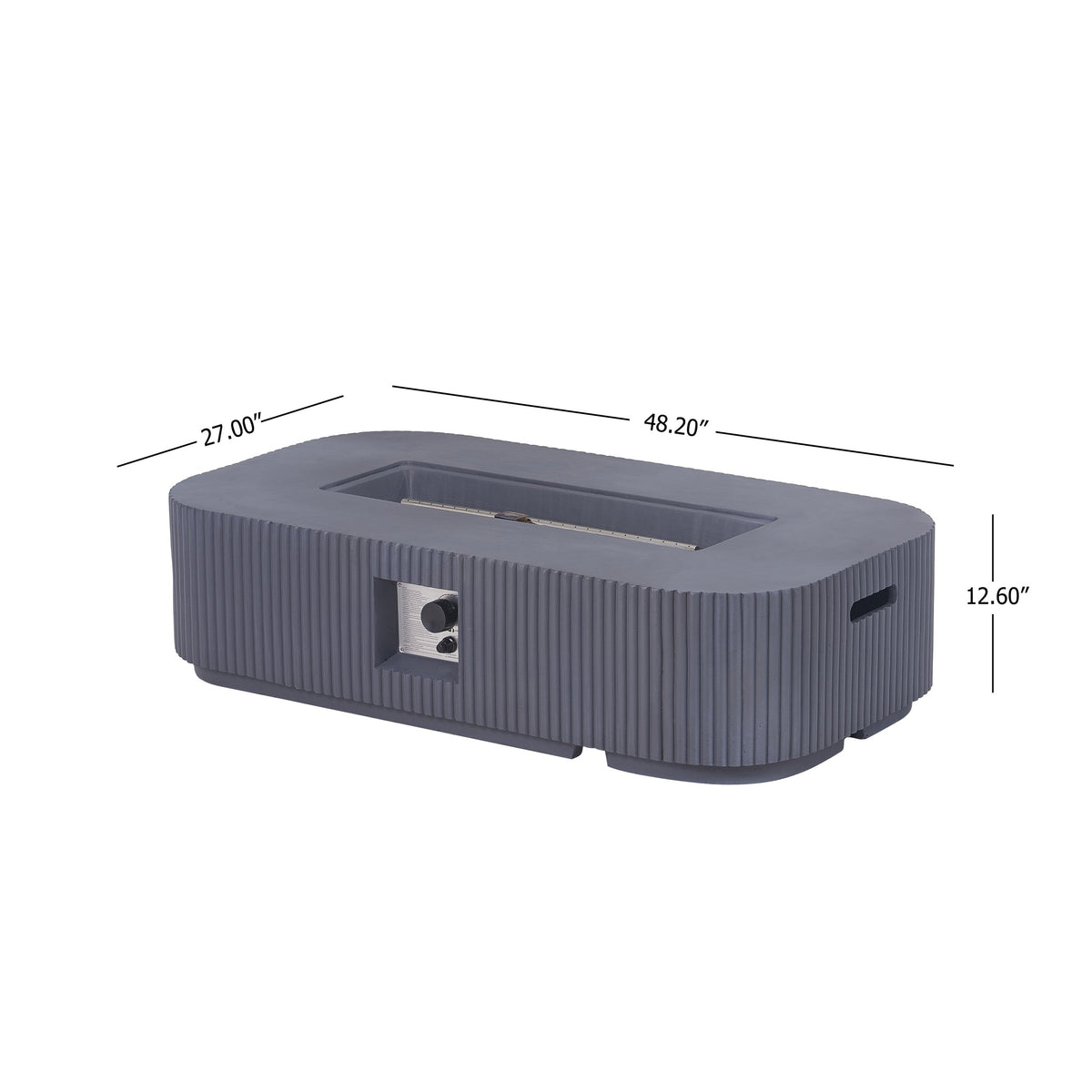 48.2 inch gray MGO fire pit table dimensions