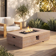 Natural Travertine Outdoor Fire Pit Table lifestyle scene