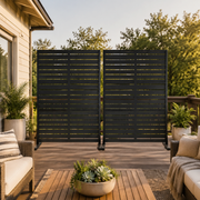 Classic Louvered Metal Privacy Screen — Set of 2