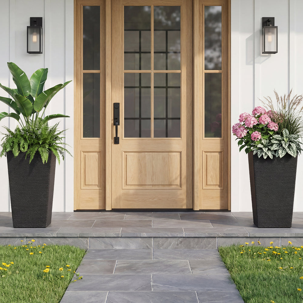 Woven Texture Modern Outdoor Planter — Set of 2