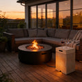 Modern Round Gas Fire Pit Table — Outdoor Propane Fire Pit